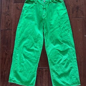 Women’s Green Wide Leg Jeans — Bright Green Flare